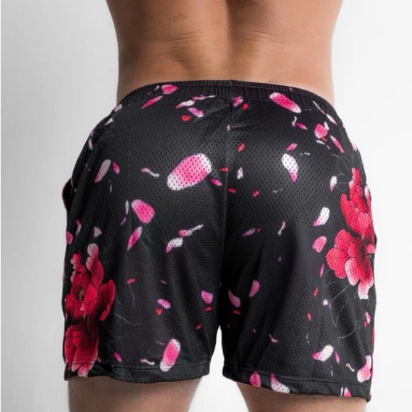 Certified Lifters Brand Black Cherry Blossom Floral Athletic Shorts Large - Picture 3 of 8